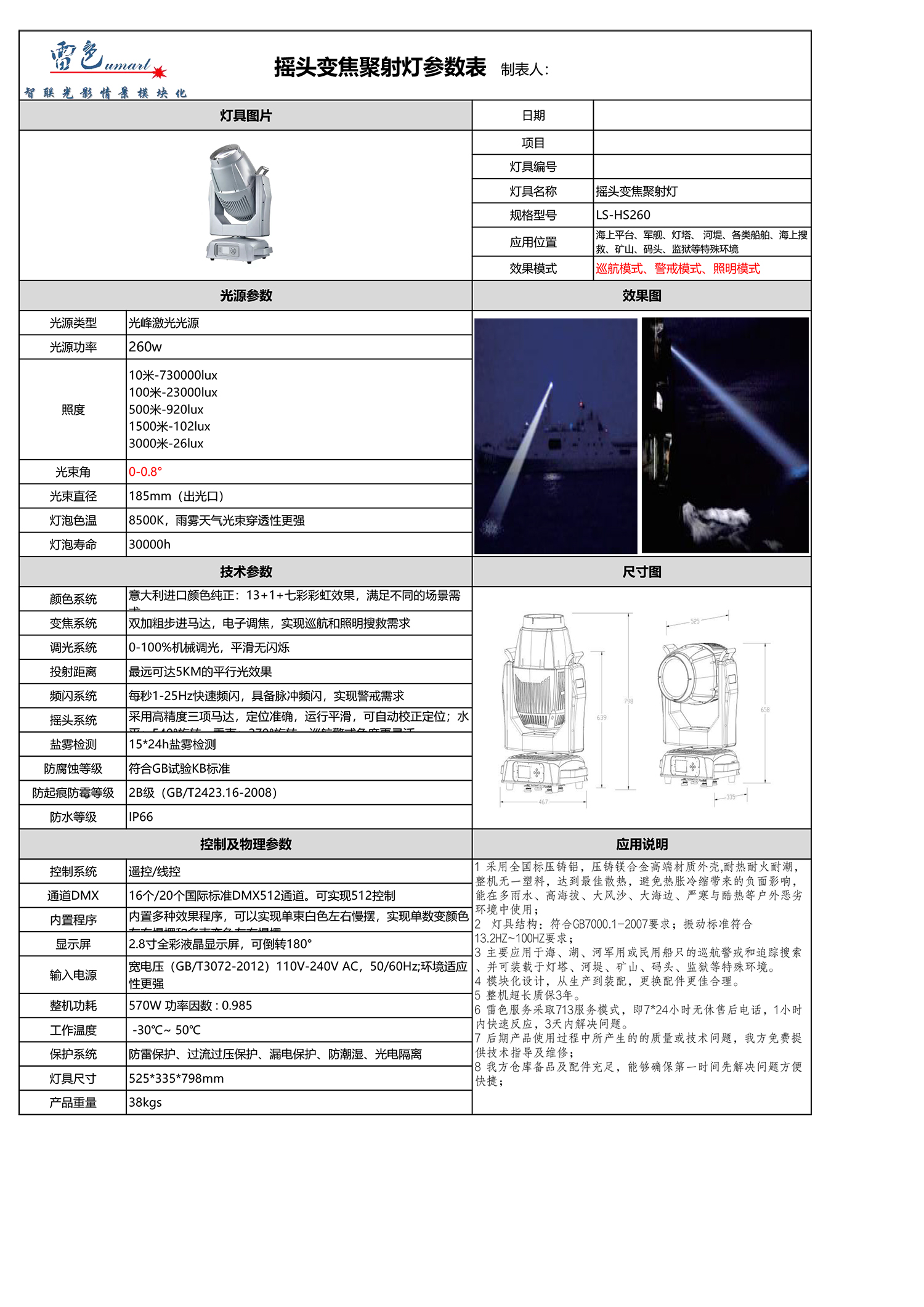 搖頭變焦聚射燈 LS-HS260(圖1)