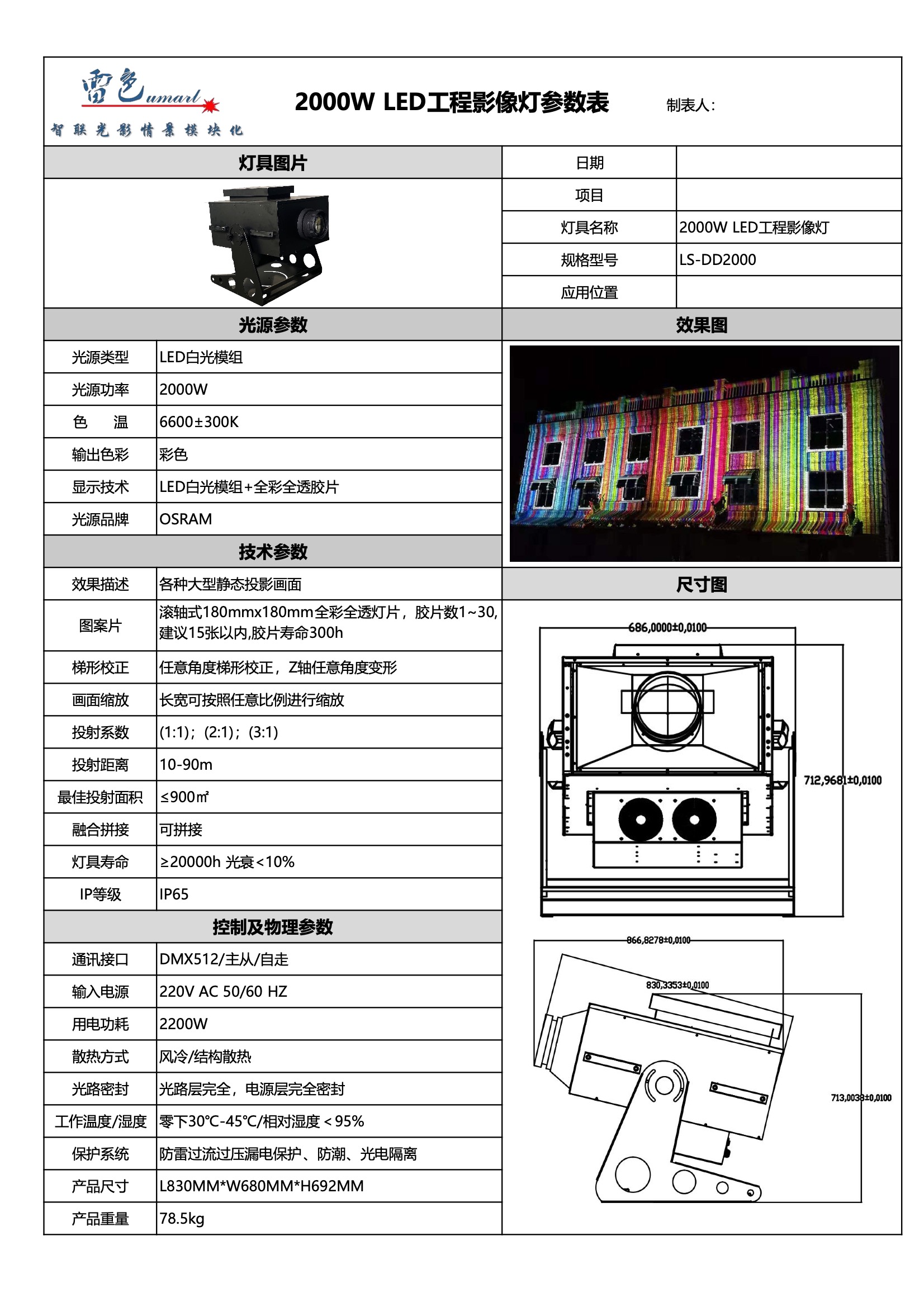 2000W LED工程影像燈 LS-DD2000(圖1)